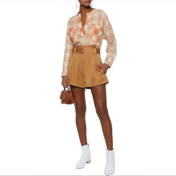 IRO Mayra Monocrome Checkered Plaid V Neck Blouse - Picture 6 of 14